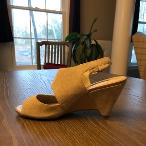 INC open toed ankle strap Swede shoe